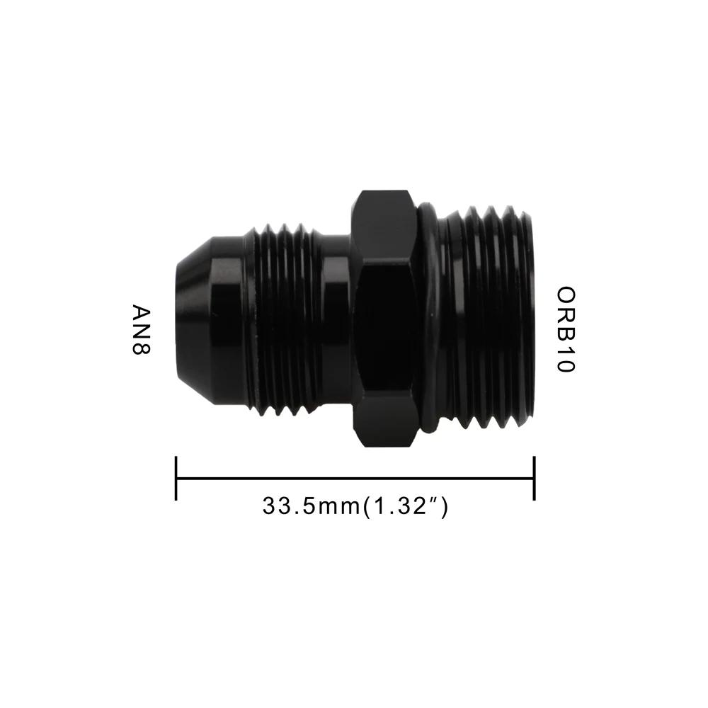 Male Adapter AN6 6AN Fitting Black ORB-6 /-10 /-10 O-ring Boss to AN8 8AN AN1010/ 6061-T6 aluminum  Flare fiting Car Accessories