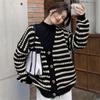 Knitted Cardigan Autumn and Winter Clothing New Model with Lazy Wind Striped V-neck Thickened Sweater Jacket Women