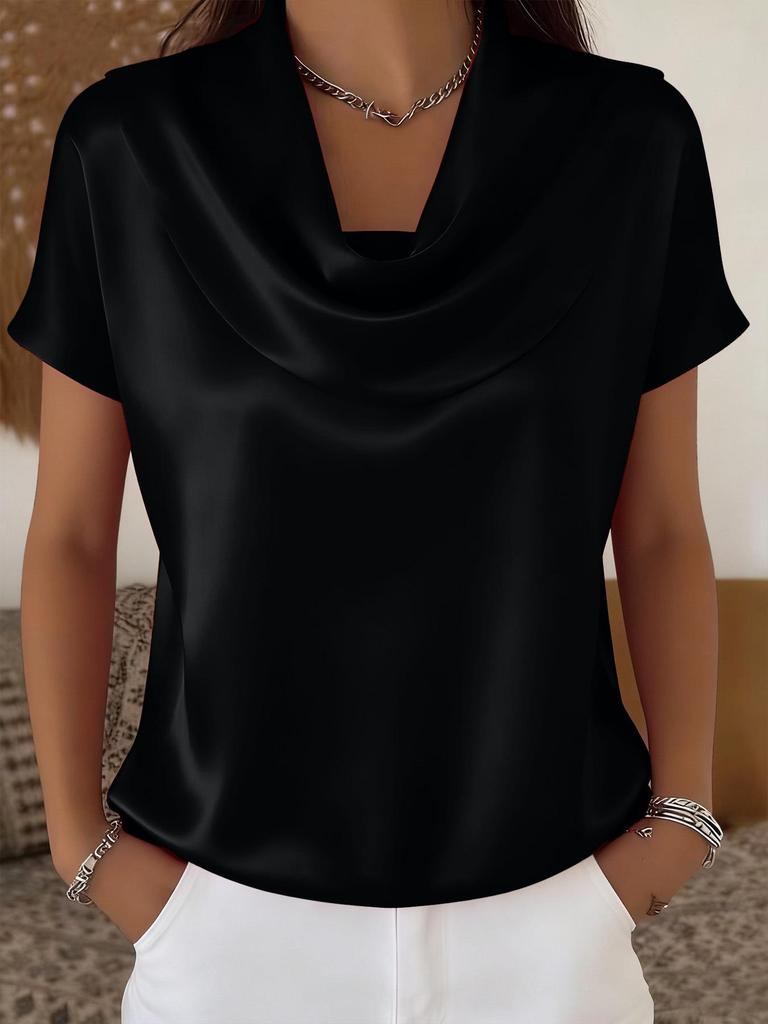 Women's 2025 Batwing Sleeve Drape Top - Short-Sleeved, Versatile & Casual