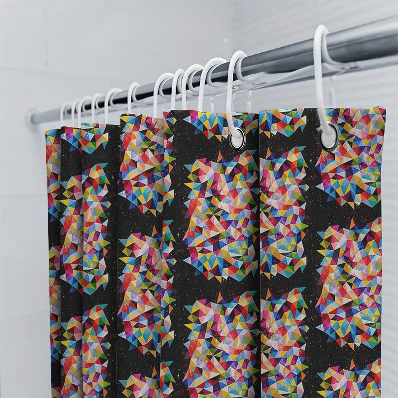 Colorful Geometric Shower Curtain Abstract Patterned Bathroom Decor Modern Waterproof Fabric Liner For Home