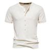 Cotton Solid Color Men's T-shirt Casual Short Sleeve Waffle Henley T-Shirt for Men New Summer Designer Tops Tee Male