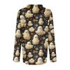 Women's Casual V-Neck Pullover Halloween Print Button Top