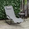 Ergonomic Rocking Lounge Chair Rocking Chair with Headrest Armrests Galvanized Metal Texteline Gray