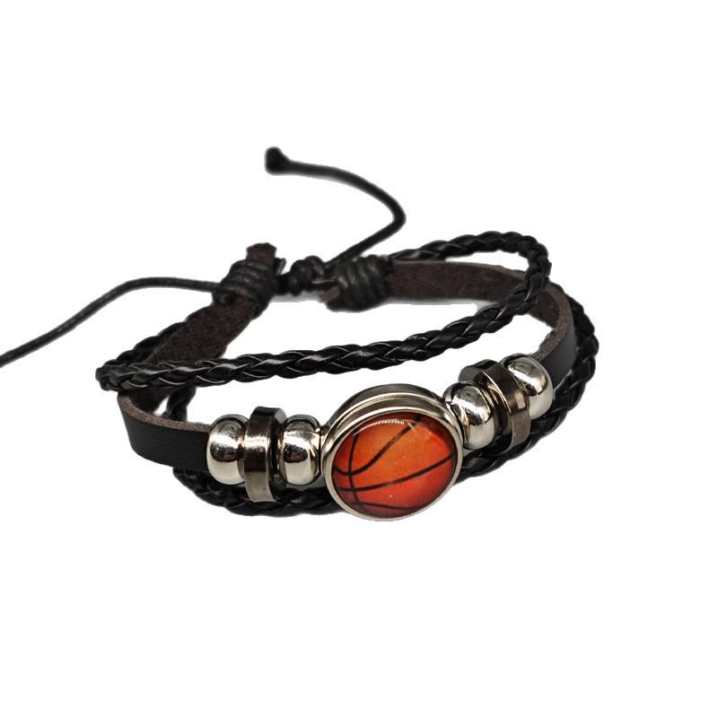 Fashionable Beaded Basketball Fan Leather Bracelet