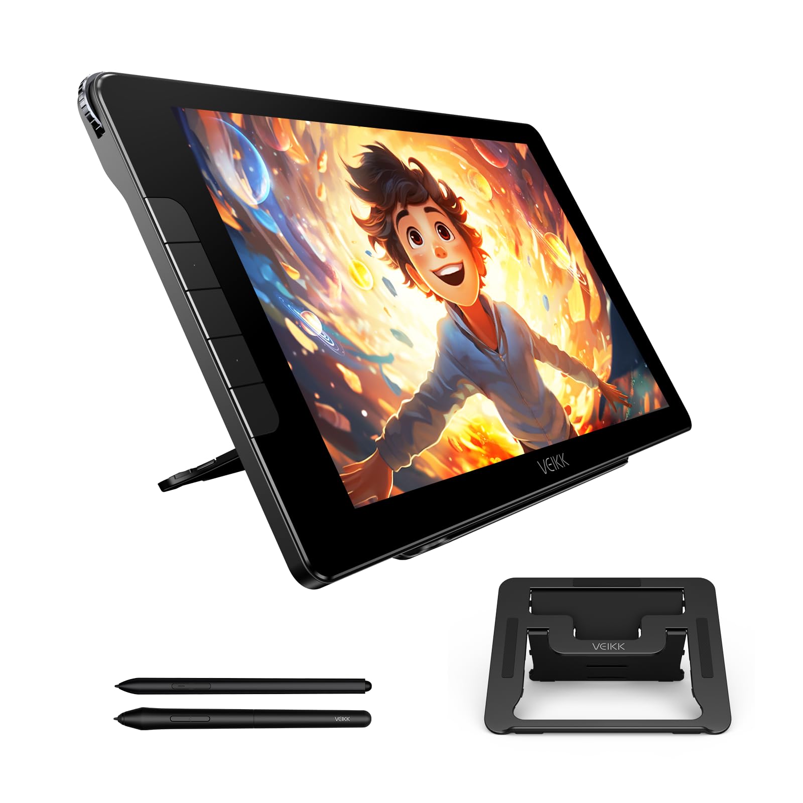 

VEIKK Studio 16 LCD дюймовий РК-дисплей 16K Перо Не потребує зарядки РК-перо Ілюстрація Підставка Відбиток пальця Сумісний з Windows Mac Планшет для малювання Перо Планшет Рік