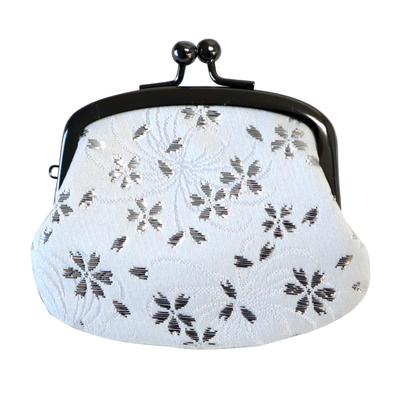 Gold Brokat Verschluss Münz-Accessoire Hergestellt in Zoll Blüte und Japanischer Stil Nishijin-ori Geldbörse, Brieftasche, Geldbörse, Etui, Beutel, Japan, 2.5 (Kirschsilber)