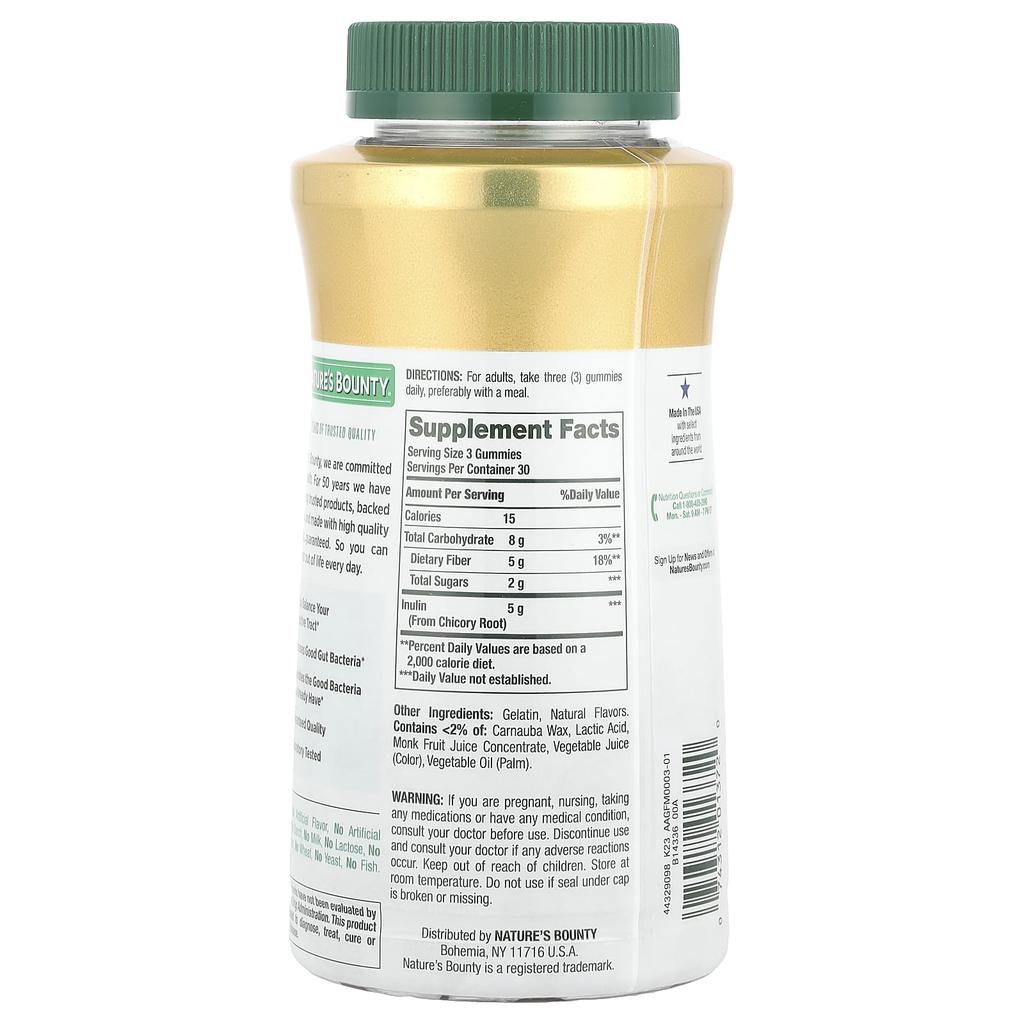 Nature's Bounty Dietary Fiber Gummies, Strawberry & Raspberry, 90 Gummies