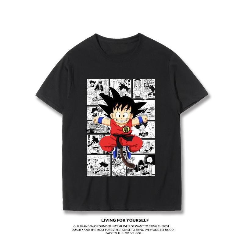 Japanese Anime Dragon Ball T-Shirt Kid Goku Master Roshi Print Casual Loose Cotton Tee Streetwear for Men