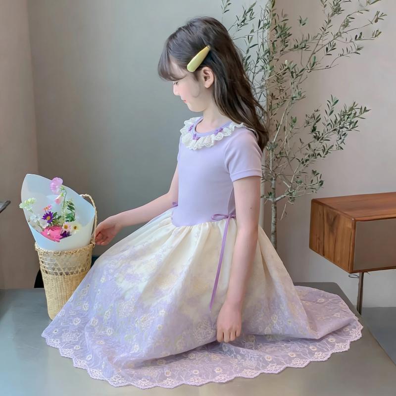 Girls' dress 2026 summer super western-style little girl, internet celebrity, middle-aged princess, chiffon dress, fluffy chiffon dress
