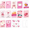 26-Piece Valentine's Day Foldable Greeting Cards with Envelopes Pink Heart-Shaped Postcards DIY Gift Cards Wedding Decorations