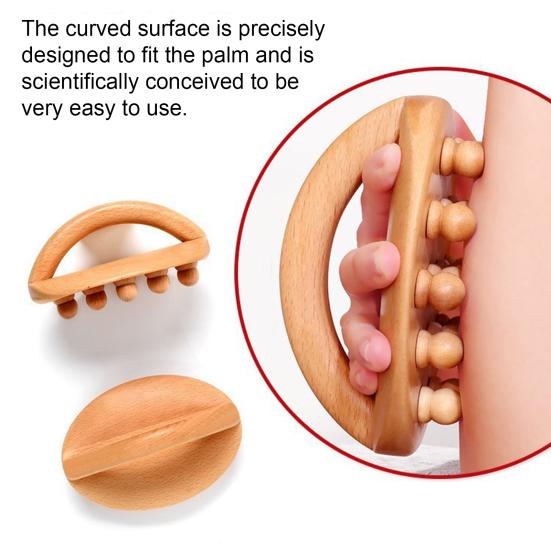 Wooden Massage Tools with Handle 14 Beads Wooden Massage Roller for Body Shaping Lymphatic Drainage Cellulite Massage Gua Sha Therapy Massager