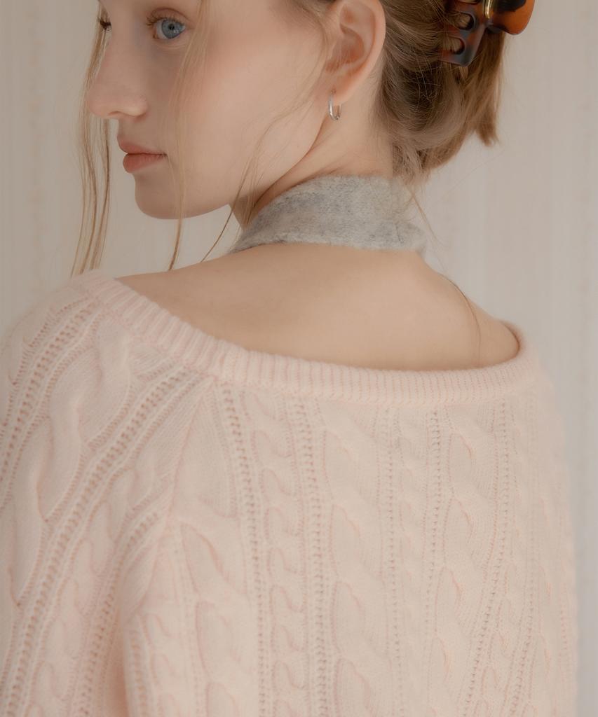 LETTER FROM MOON Dante Wollpullover mit U-Boot-Ausschnitt (Rosa)