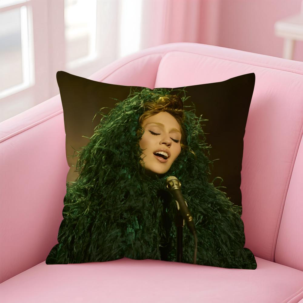Hot Beautiful Singer M-Miley C-Cyrus Cushion Cover Pillowcase Short Plush Invisible Zipper Room Sofa Cushion Cover