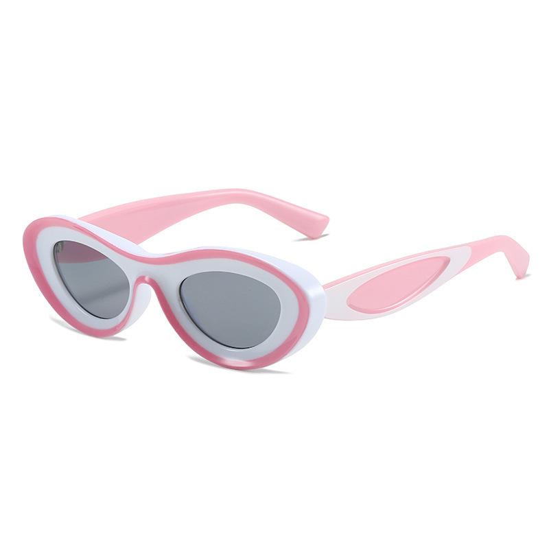 Oval small frame personalized contrasting color versatile sunglasses wind trend fashion UV protection sunglasses
