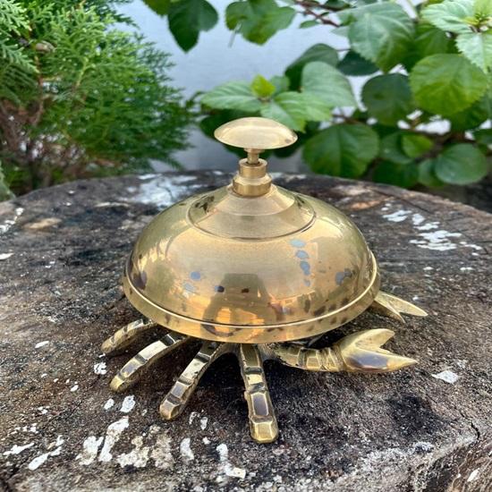 Brass Crab Table Bell Nautical Coastal Desk Decor