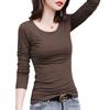 Women's Long Sleeve T-Shirt Crew Neck Solid Color Pullover Tops Loose Basic Top