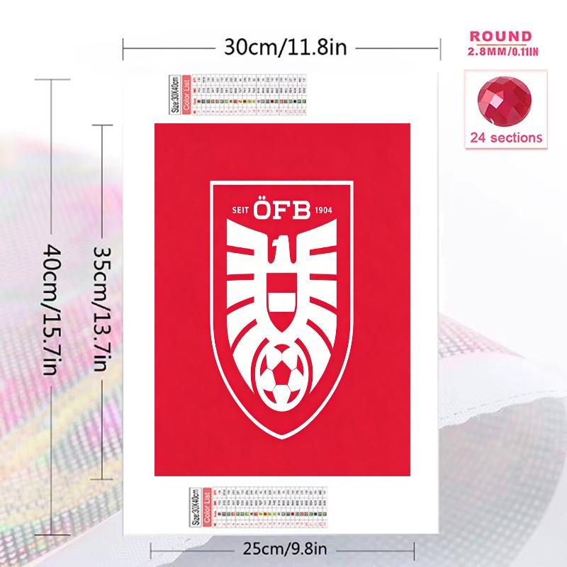 Austria national football logo Pattern  3pcs 100% Round Full Drill 5D DIY Diamond Painting Embroidery Cross Stitch Rhinestone Décor