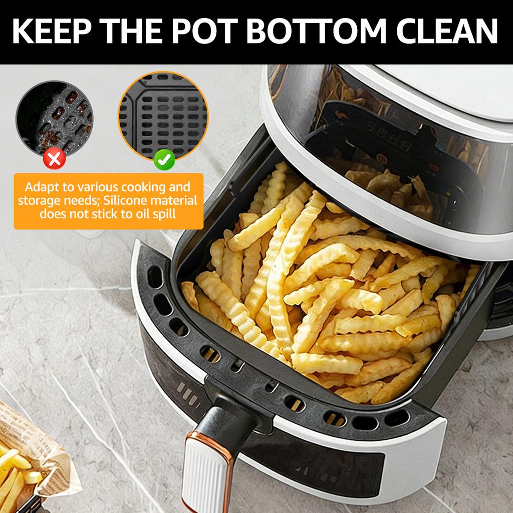 2 Pcs Air Fryer Silicone Tray Double Stack Air Fryer Liner Reusable Baking Basket with Handle Silicone Baking Trays for Kitchen