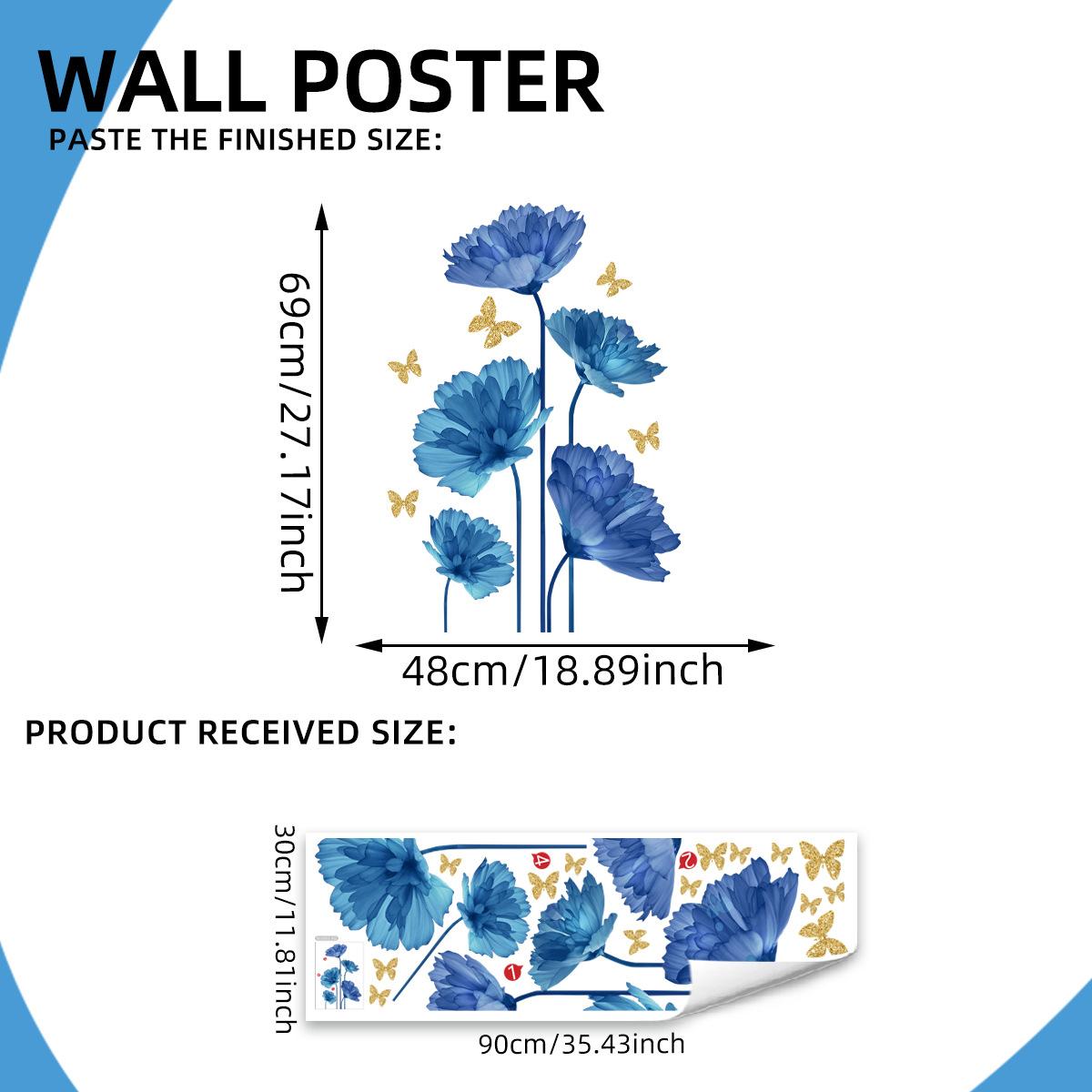 

Двусторонняя красочная наклейка на стену с изображением бабочек и цветов, электростатическая паста, паста для оконного стекла, видимая декоративная наклейка на стену 30*90cm