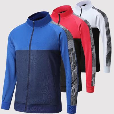 Men's Color Block Zip-Up Stand Collar Sports Jacket - Long Sleeve, Casual Wear for Spring & Autumn