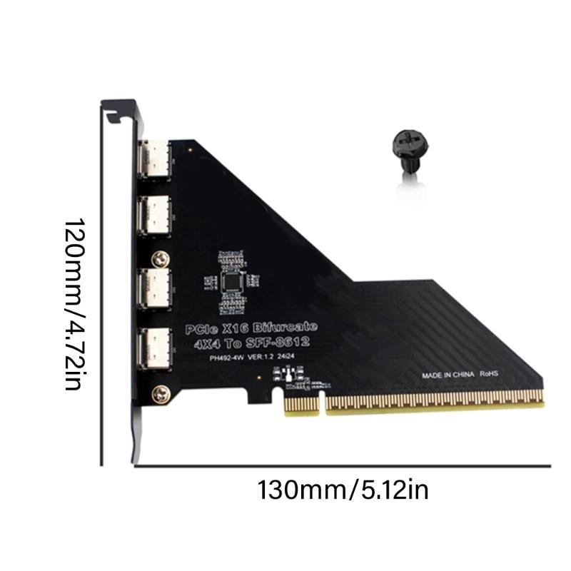 PCIe 4.0 X16 Splitter Card 4 Port PCIE X4X4X4X4 to OCulink SFF 8612 Expansion Adapter Enhances Gaming and Video Editing