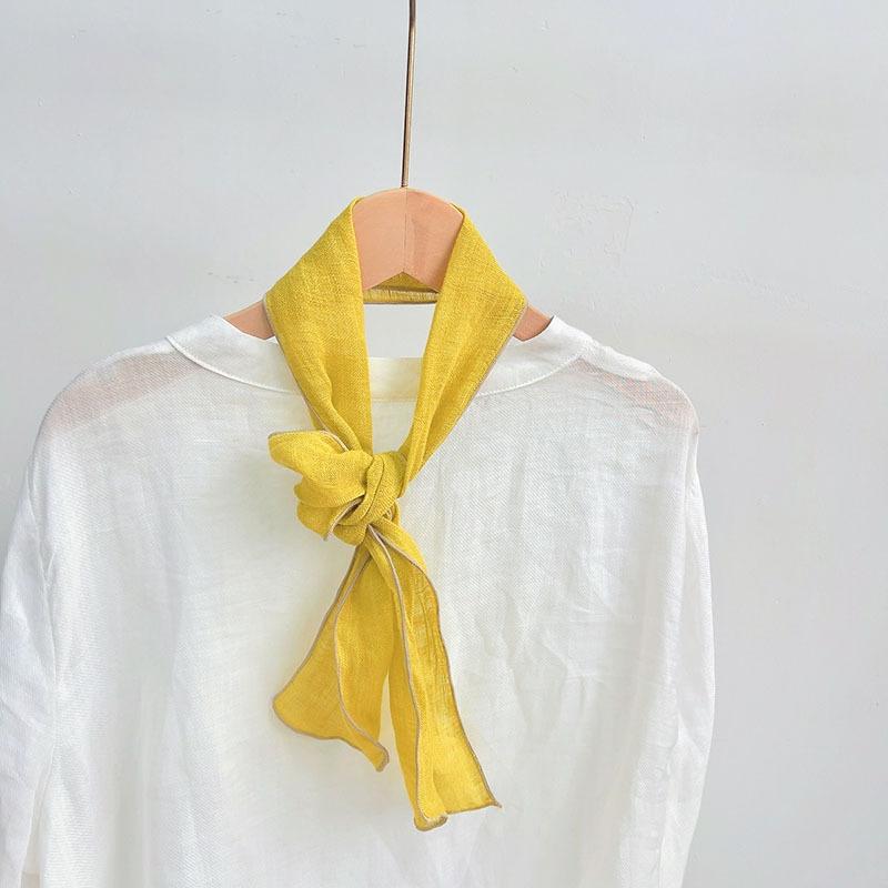 Retro Rain And Dew Striped Small Bow Tie Literary Versatile Women'S Summer Neck Protection Scarf Accessories Silk Korean Version