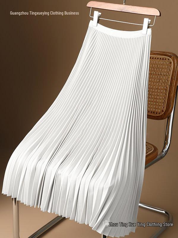 Premium Satin Pleated Maxi Skirt - Plus Size