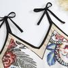 V-neck Tie Up 1 Piece Swimsuit for Women Fashion Printed Bikini Swimwear High Waisted Bath Suits with Cover Up Beach Skirt