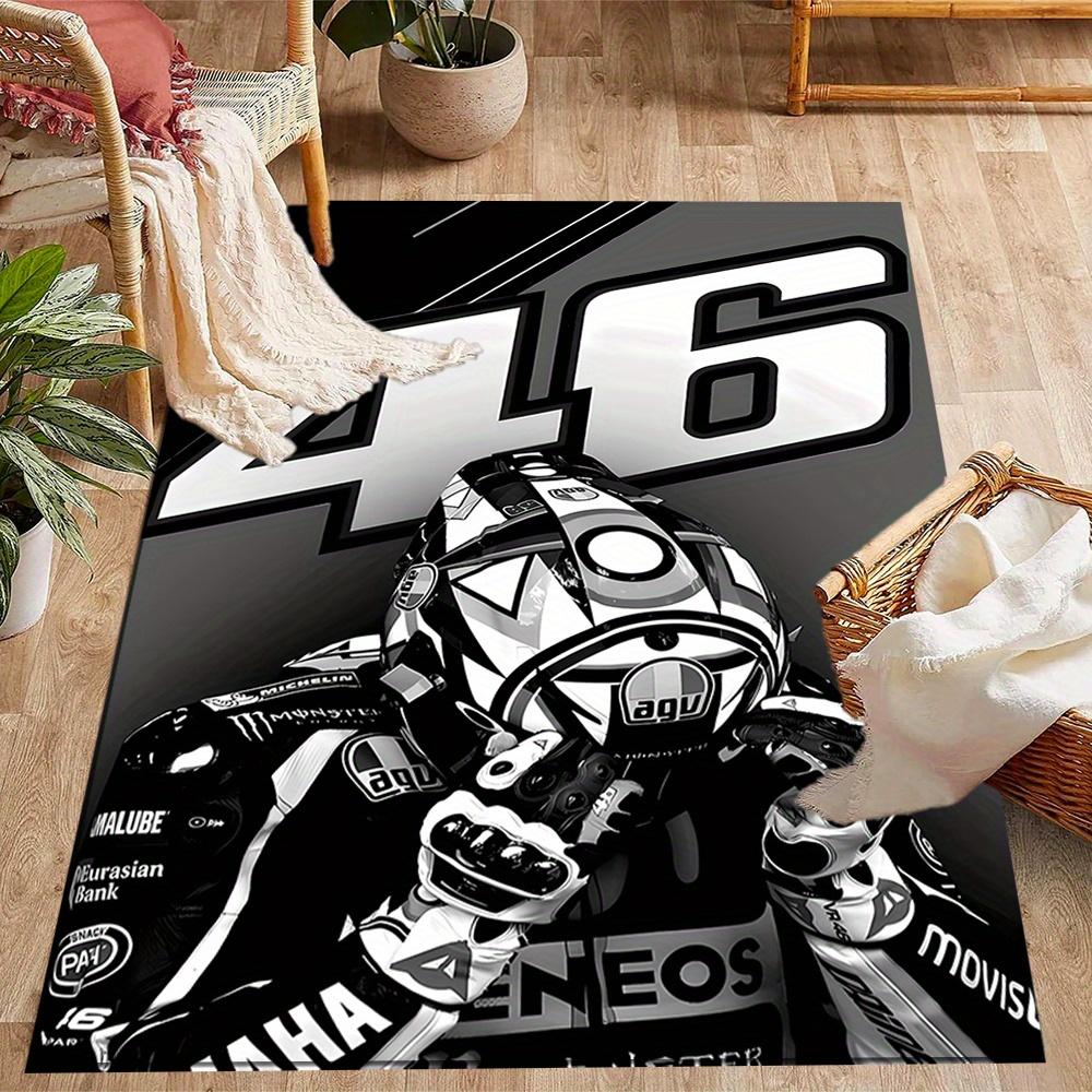 Motorcycle Racer With Agv Helmet Premium Crystal Velvet Area Classic Design Nonslip Durable Polyester Area Rug For Bedroom Playroom Living Room Or