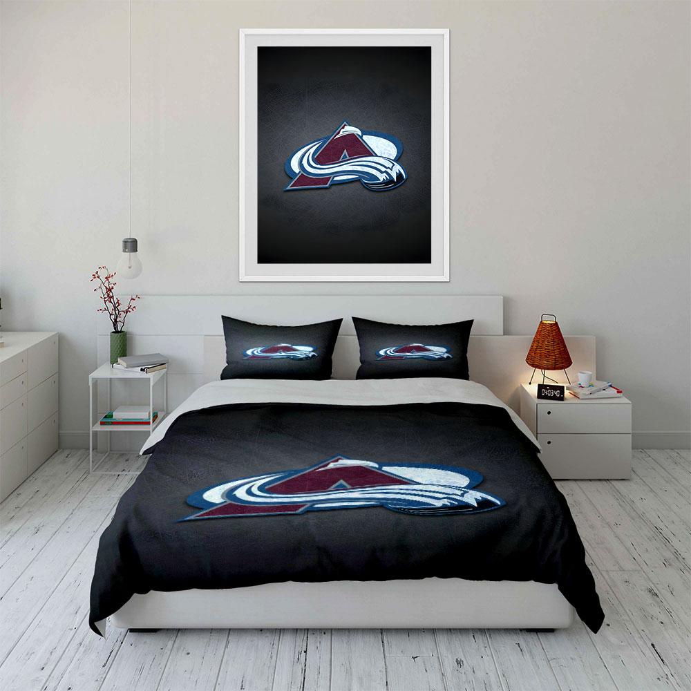 "Mountain Logo with Ice Design On Dark" Print Bedding Set Duvet Cover Pillowcases (1* Duvet Cover 2* Pillowcases Do Not Include Comforter)