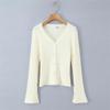 Korean Retro V-Neck Cardigan & High Waist Pleated Skirt Knit Set