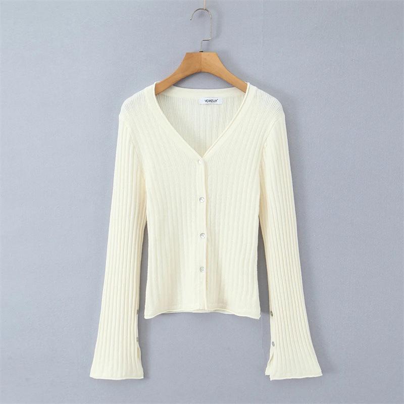 Korean Retro V-Neck Cardigan & High Waist Pleated Skirt Knit Set