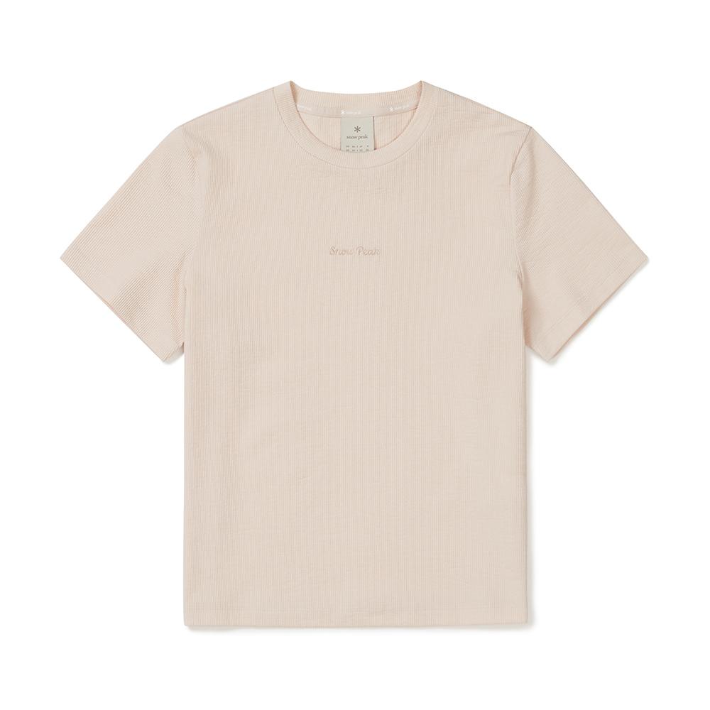 [Snowpeak] Ribbed Women's Regular Fit Short-Sleeve T-shirt Light Coral (S25MWFTS39)