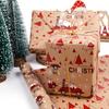 Christmas Wrapping Paper Vintage Thick Brown Holiday Gift Wrap with Christmas Tree Truck Snowflake