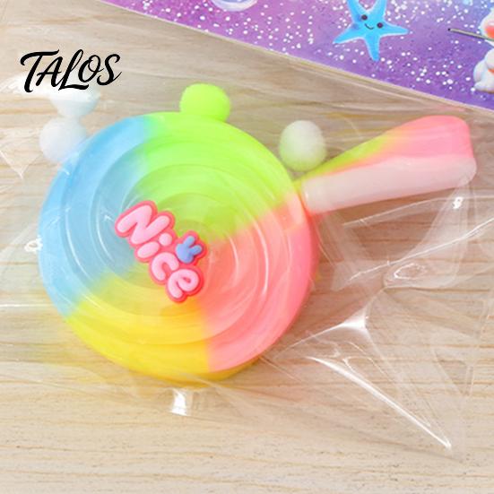 Stress Relief Lollipop Toy Colorful Squeeze Multicolor Candy Sensory TPR Pinch Decompression Simulated Food Fidget