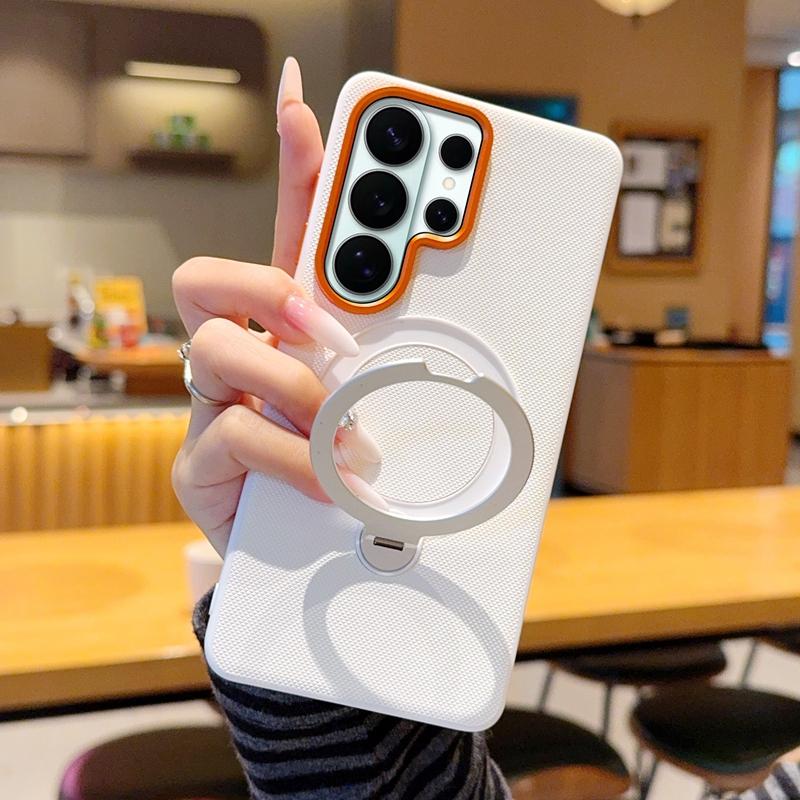 360 Rotating Kickstand Textured Magnetic Phone Case for Samsung S26 Ultra S25 S24 Plus S23 Camera Protection Shockproof Cover