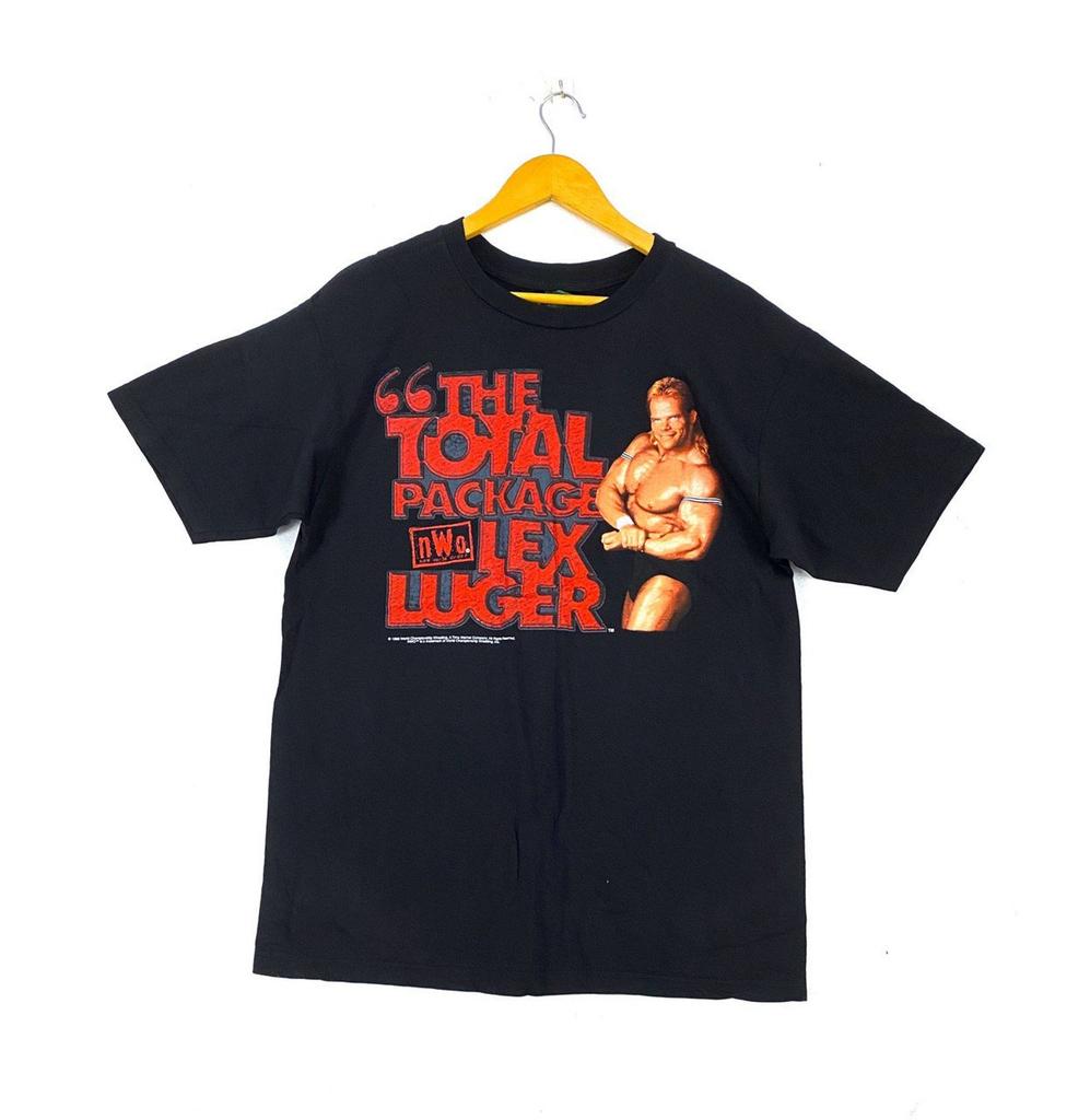 Vintage 90s 1998 lex luger the total package big image nice design american wrestler wwf wcw nwo undertaker stone cold kane promo t-shirts