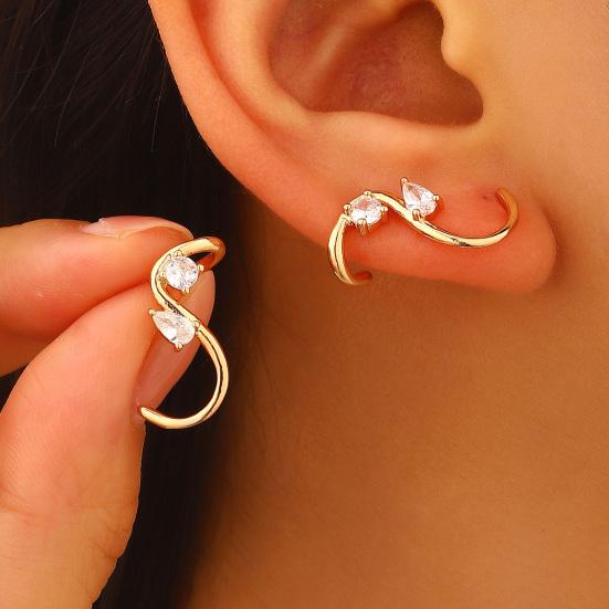 Earrings for Women S-Shape Cubic Zirconia Stud Earrings Jewelry Gift for Her On Valentine's Day Birthday Party