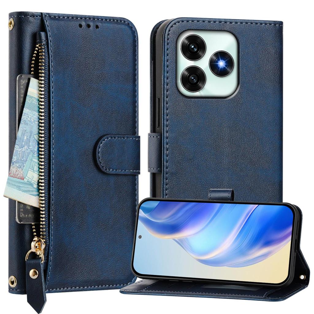 Stylish Zipper Leather Flip Wallet Case for Huawei Honor X5C X6C X8C X6B X7A X8 X8B X9C X30 X40 X40i | Shockproof Card Cover