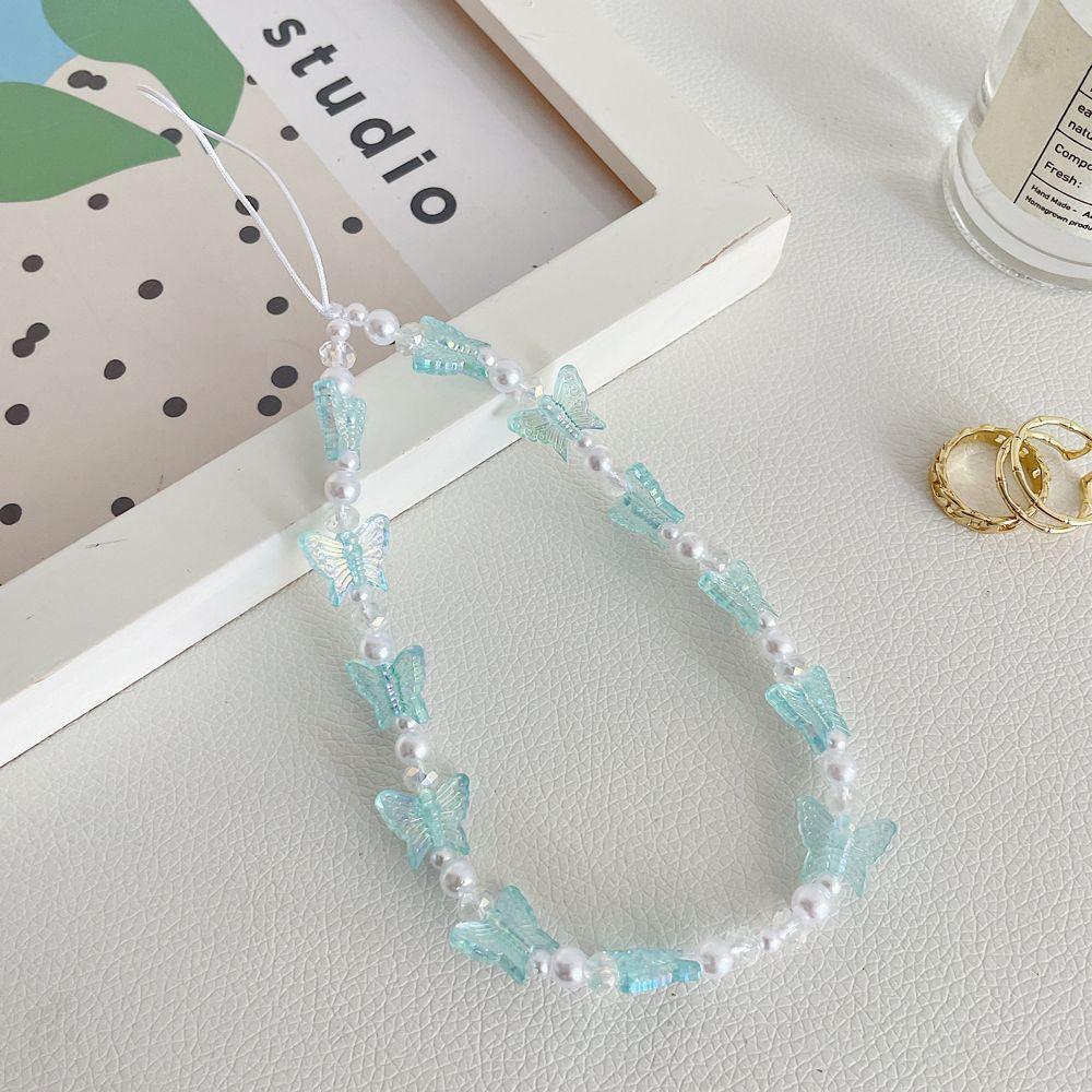 Cord Charming Gifts Phone Lanyard Mobile Strap Butterfly Phone Chains Anti-Lost Rope Beaded Chain