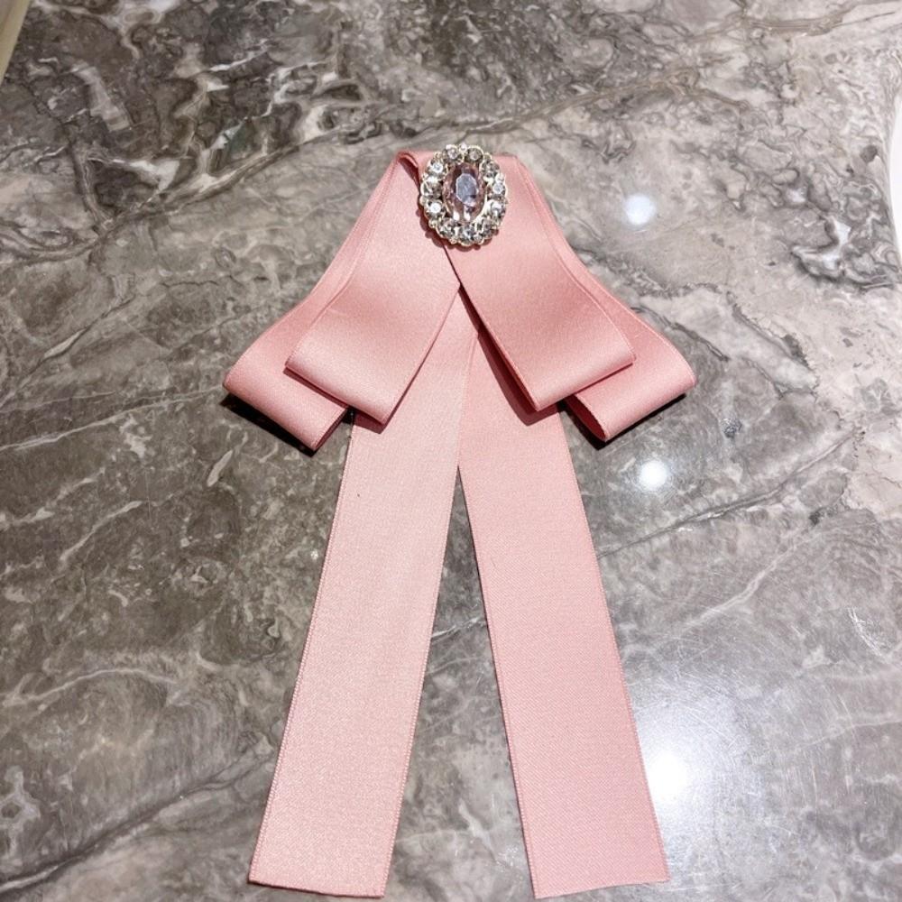 Crystal Rhinestone Ribbon Bowtie Brooch Fabric Bow Tie Brooches  Dress Shirt Accessories