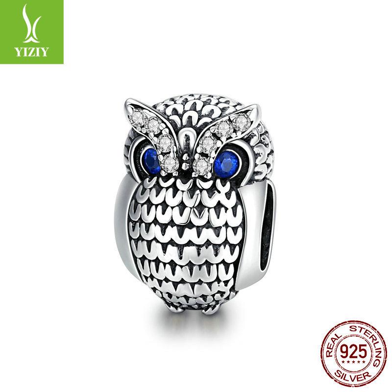 

Sterling Silver Owl Bracelet with Zircon Beads - Retro DIY Accessory SCC1607 Silver