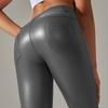 European and American New Sexy PU Leather Pants Large Size Belly Leggings Sports with Pockets Small Pants Abraded Leggings