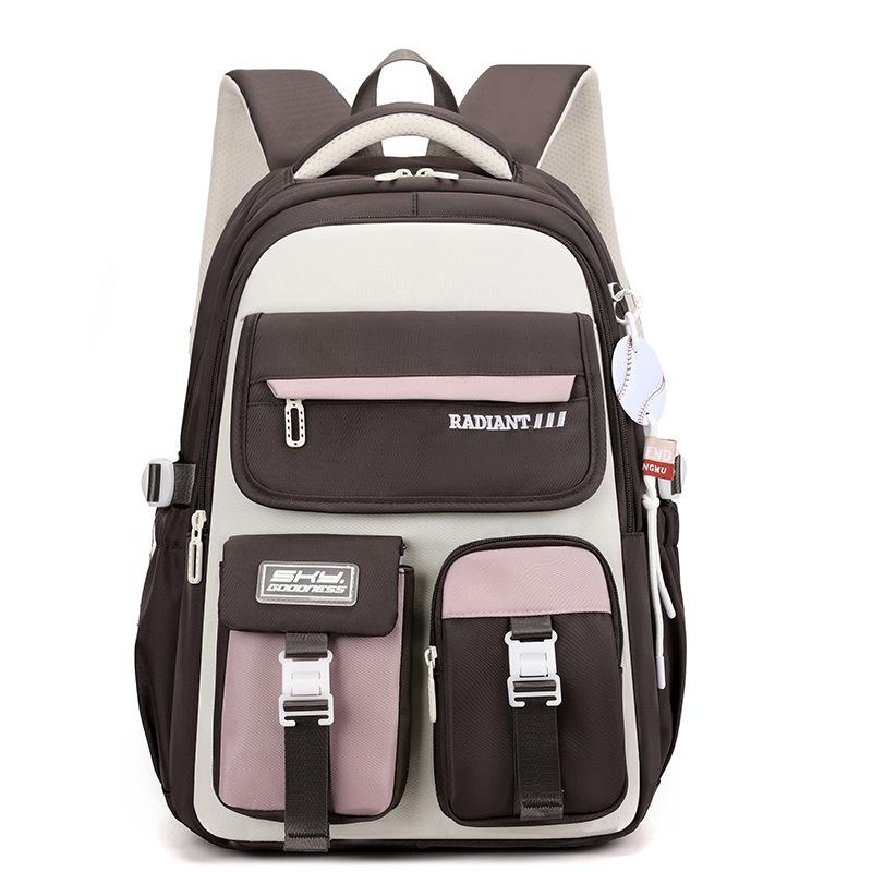 Women Large Capacity Dirt Resistant Water Repellent Reducing Burden College Student Backpack кофейный 2838₽