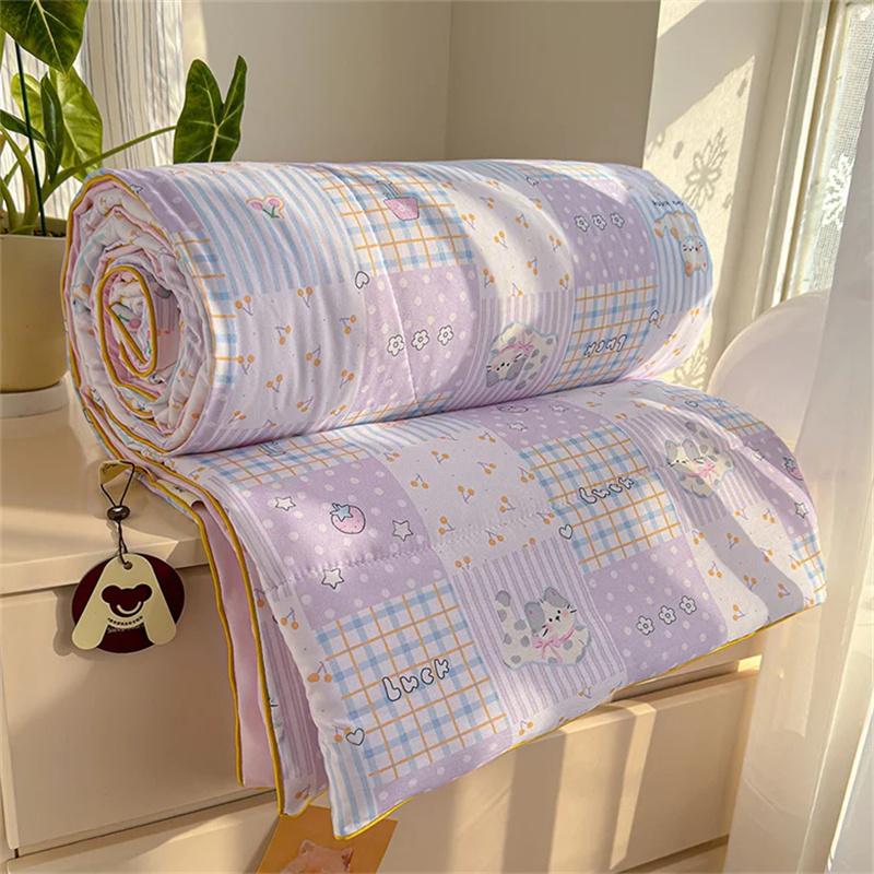 Summer Quilt Comforter Printed Thin Quilt for Home Decor Soft Cotton Breathable Air Conditioner Quilts Home Decor Soft Cotton Quilts