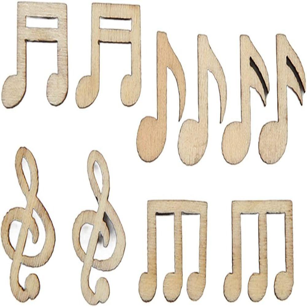 Wooden Musical Note Pendant Log Color U-shaped Pendant Cartoon Pattern  Art