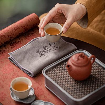 Tea Towel Thickened Absorbent Soft Kitchen Cleaning Cloth Plush Imitation Deerskin Towel Table Mat Pad Coaster Tea Accessories