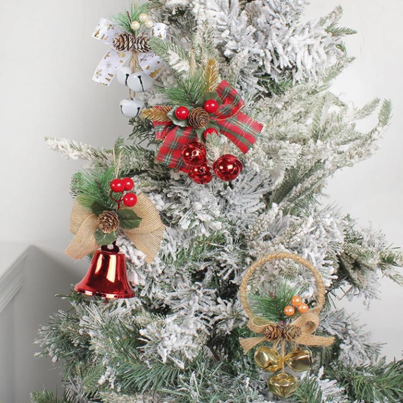 Christmas Bell Ornaments with Decorative Bows Hanging Holiday Decorations for Mall Window Display DIY Festive Party Home Decor