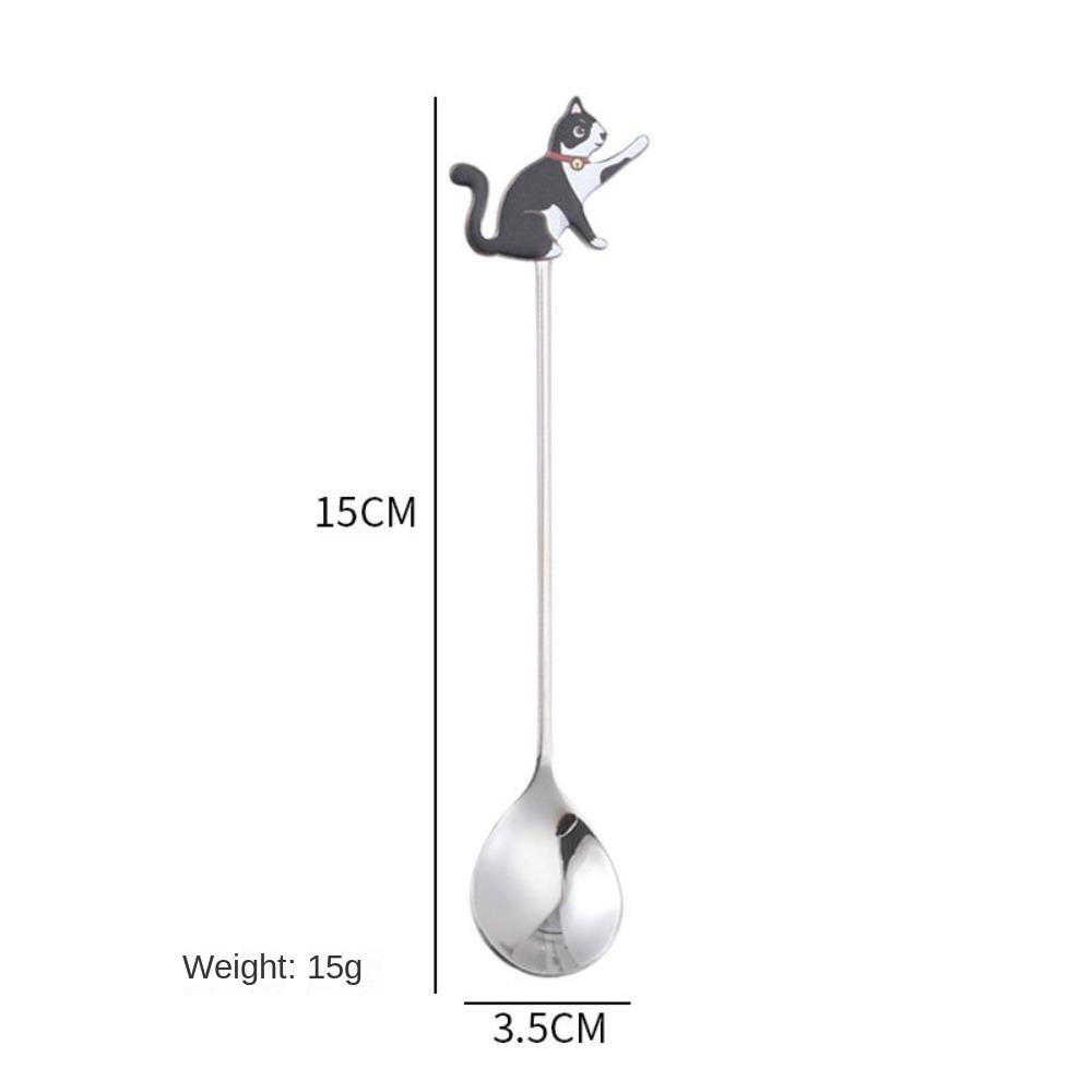 Japanese Korean Style Cartoon Cat Spoon Polished Honey Stirring Spoon New Dessert Spoon
