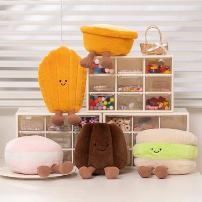 Cute Cake Madeleines Macaroon Egg Tart Dacquoise Shape Plush Toys Stuffed Cream Snack Pillow Party Decor Birthday Gift